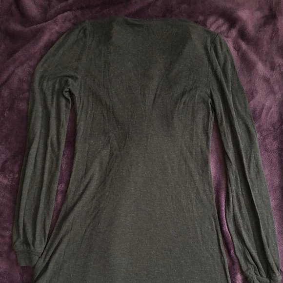 Knit A-Line Women's Grey Tuxedo Ruffle Dress - Picture 4 of 4